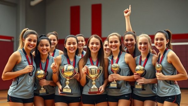 Boca Christian Volleyball Championship team celebrates state win.