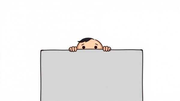 Minimalistic character illustration peeking over shape.