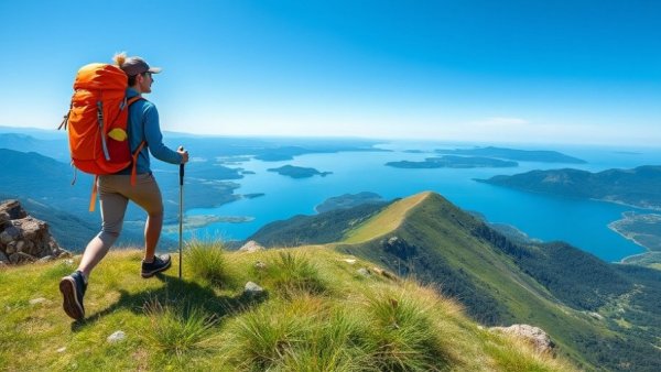 Hiker Building Self-Discipline Through Scenic Mountain Trek