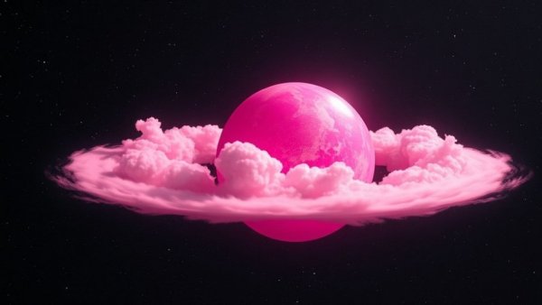 Vivid pink lemon-shaped exoplanet in deep space