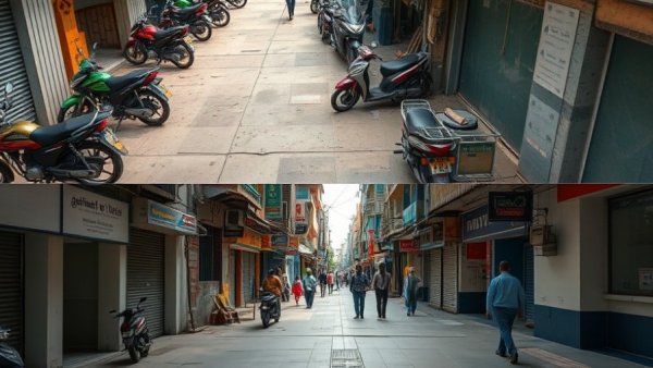 Contrast in walkability in Indian cities: narrow vs. wide sidewalks