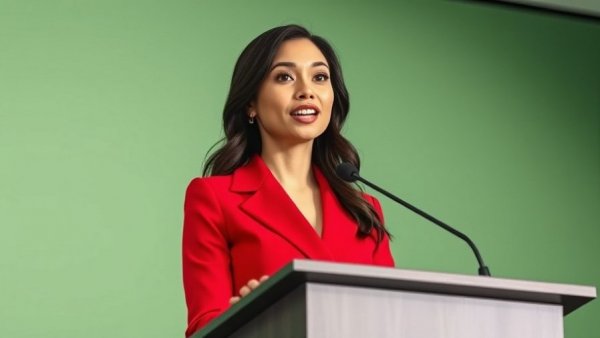 Young woman speaking at podium for IPS Sagarika Nath Project Sampark.