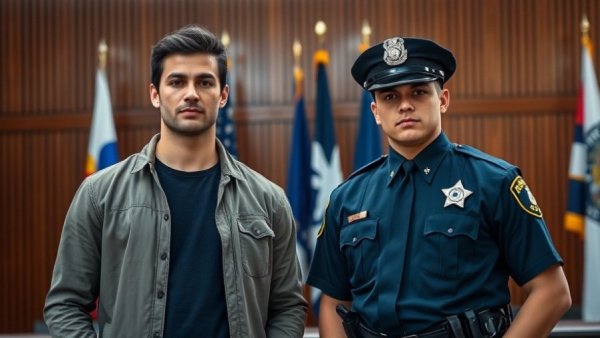 Shaquille O'Neal supports aspiring police officer in formal setting.