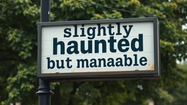 Humorous sign about slight haunting for good news stories 2025.