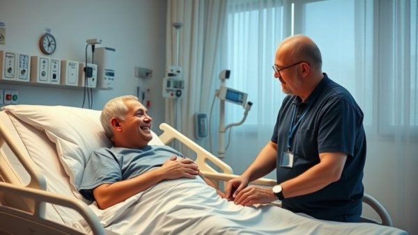 Bondi Beach Hero Recovery in hospital room with supportive interaction.