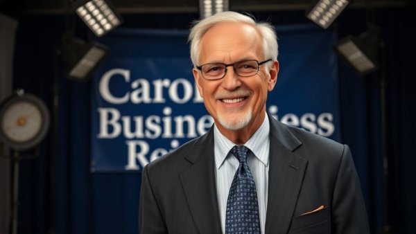 Host smiling in studio, Carolina Business Review ends.