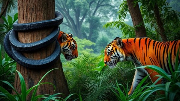 Jungle Safari in India: Cobra and tigers in their natural habitat.
