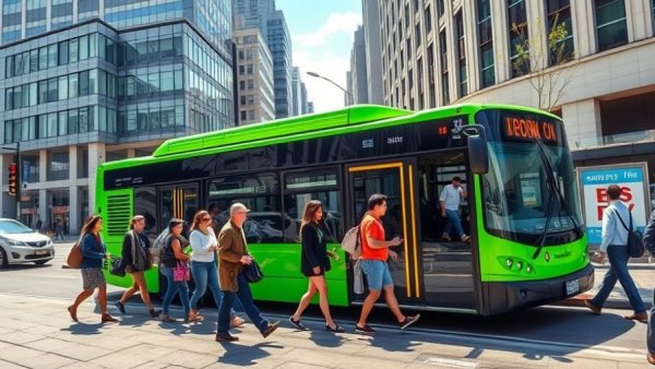 Impact of free public transport: passengers boarding green bus