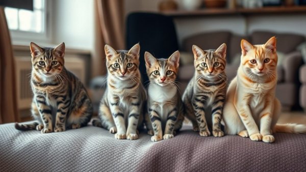 Cats with new salmiak color displaying unique fur patterns indoors.