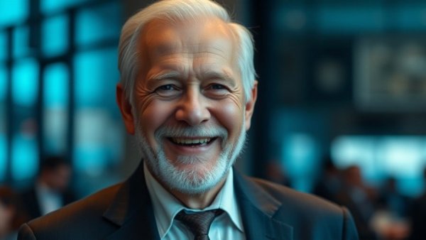 Elderly man at an event for January 3 historical events, smiling warmly.