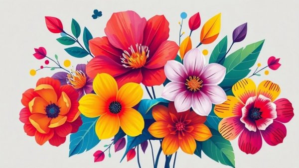 Abstract flowers and shapes illustrating positive tipping points.