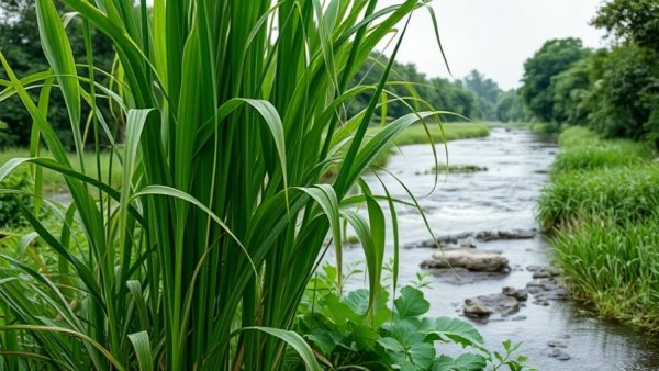 Dense rivercane near river illustrating investment in flood prevention.