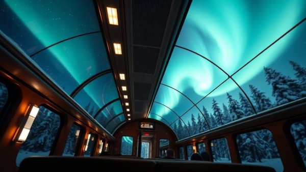 Luxurious train under aurora borealis, Positive Business News