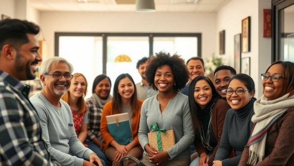 Community group in office, showcasing compassionate action in communities.