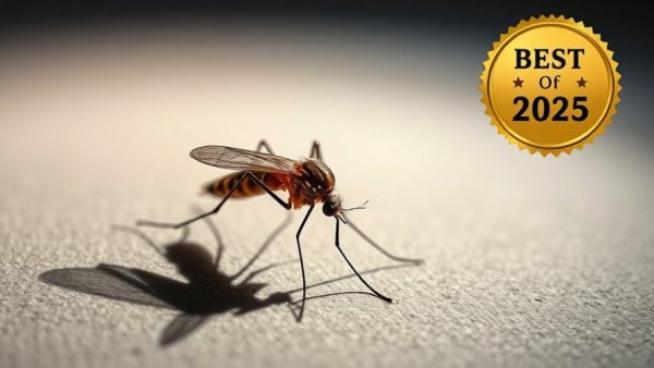 Close-up of mosquito with shadow, gene edit malaria prevention 2025.