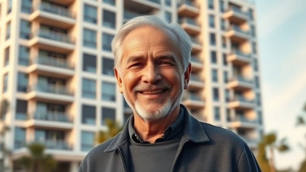 Affordable living for locals concept, featuring a modern apartment complex.