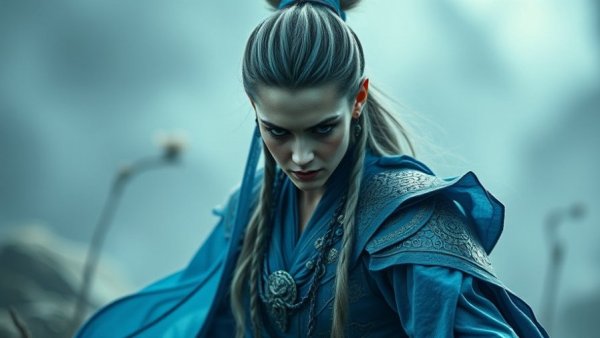 Mythical character in blue costume representing Dilip Prabhavalkar Oscar Journey.