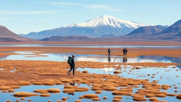 Serene landscape with hikers and mountains highlights good news for entrepreneurs.