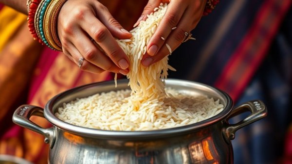 Indian harvest festival ritual with rice pouring.