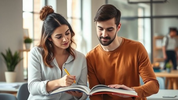 Individuals collaborating over books and pencils, creative side hustles for 2026.