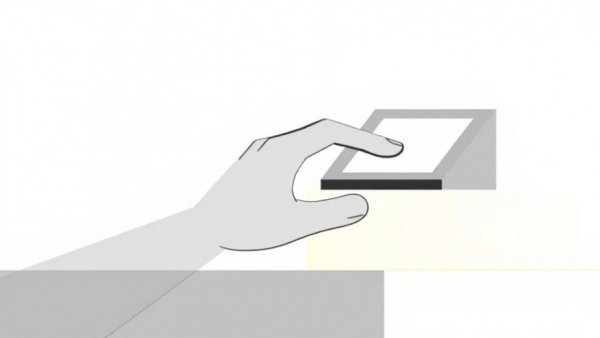 Abstract illustration of a hand and device in gray and yellow