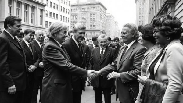 Historic gathering highlighting MLK's radical beliefs in a public handshake.