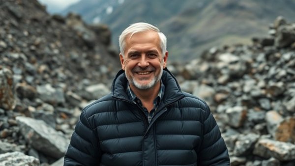Smiling man amid New Zealand rocks, highlighting a survival story.