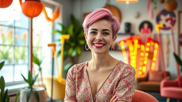 Women Entrepreneurs in Yorkshire: Confident female in colorful room.