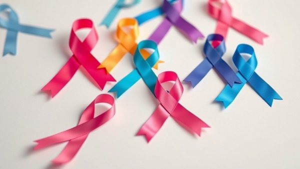 Colorful cancer awareness ribbons symbolizing improved cancer survival rates.
