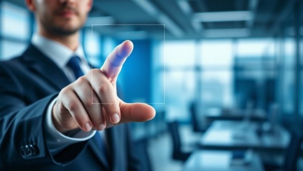 Business hand using transparency interface in office, emphasizing leadership transparency.