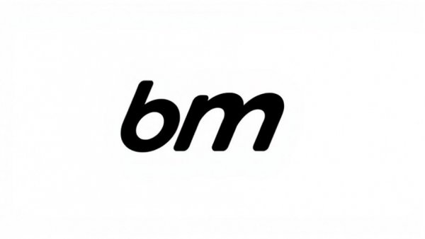 Minimalist 'bm' logo design in black and orange, modern typography.
