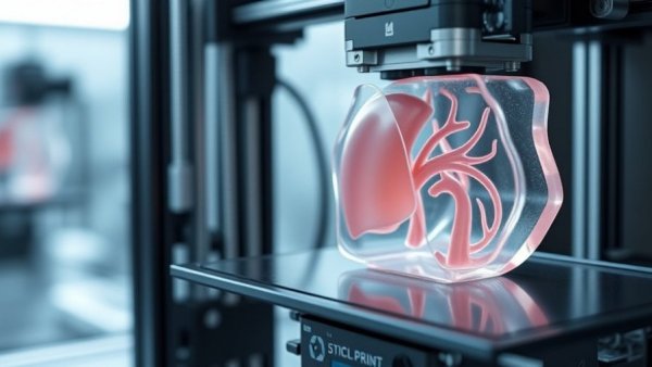 Advanced 3D bioprinter creating liver tissue in lab.