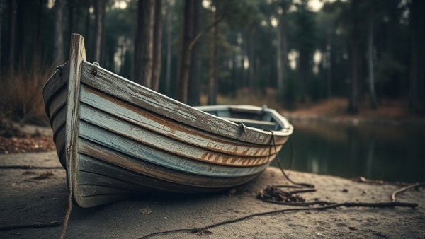 Rustic boat on a hidden beach in India, ideal for a winter getaway.