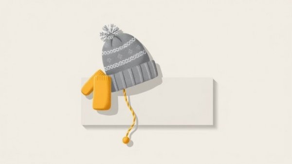 Minimalist winter hat and mitten illustration for Winter Warmth Appeal.