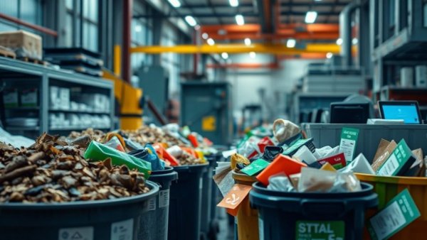 AI sorting technology in waste management detects labeled waste types.