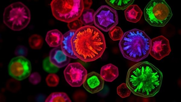 Microscopic view of blood cells in gene therapy for blood cancer.