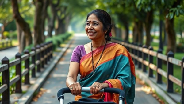 Accessibility Advocacy in Disability Rights: Woman pushing stroller in a park.
