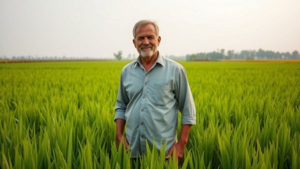 India's Basmati Empire: Man in lush rice field