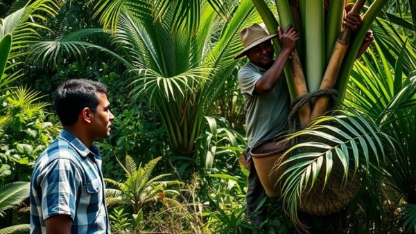 Reviving Authentic Nolen Gur production through traditional methods in lush greenery.