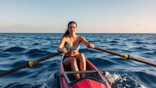 Taryn Smith rows solo across the Atlantic Ocean, showcasing determination and endurance.