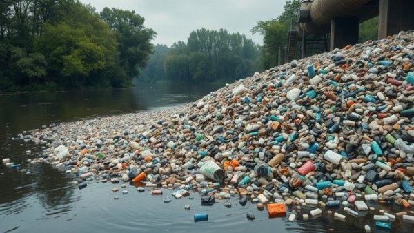 Ocean Cleanup plastic pollution removal: river interceptor collecting waste.