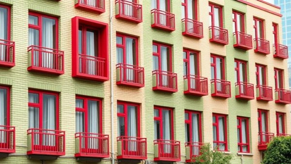 Volante affordable housing project with colorful facade and modern design.