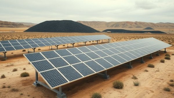 Solar panels at old coal site symbolizing sustainable transition.
