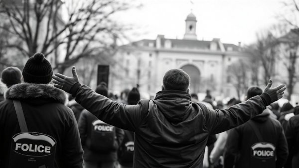 Diverse group in protest, conveying historic resistance atmosphere.