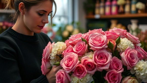 Close-up of florist creating bouquet in line with Slow Flowers Movement.