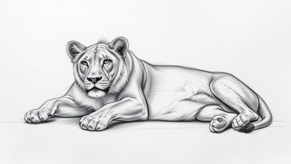 Charcoal sketch of lioness for lion conservation charity auction.