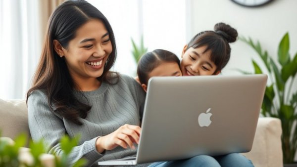 Denmark's child care and parental leave policies concept with mother and child at home