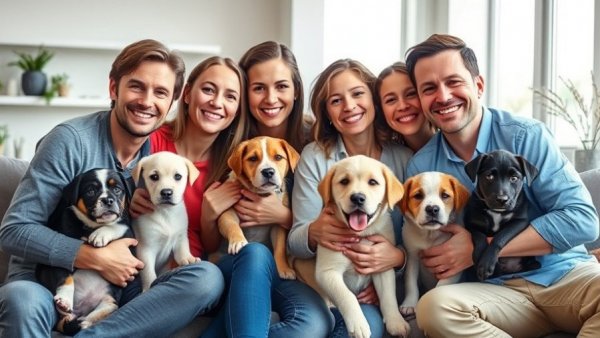 Firefighter rescues puppies, family celebrates at home.