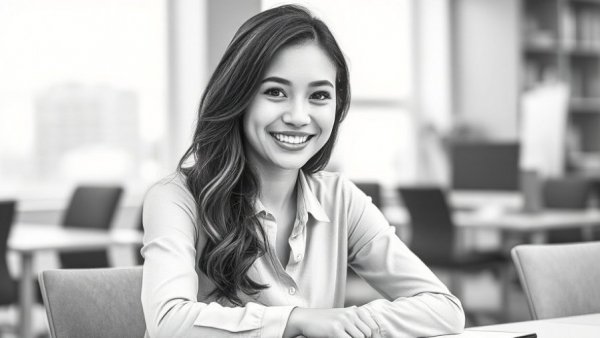 Akhtar departs CryptoNews: professional pencil sketch of a smiling woman in an office.