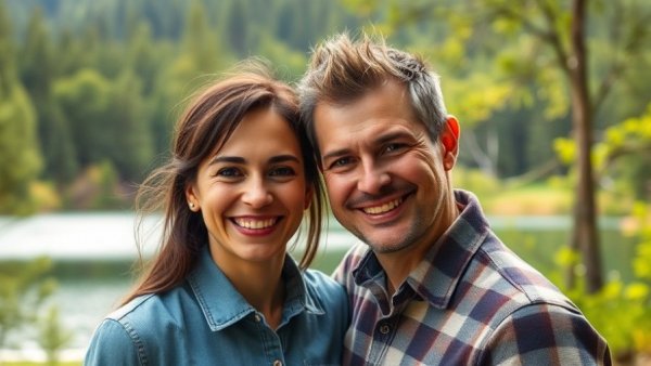 Happy couple in nature, symbolizing philanthropy and growth.